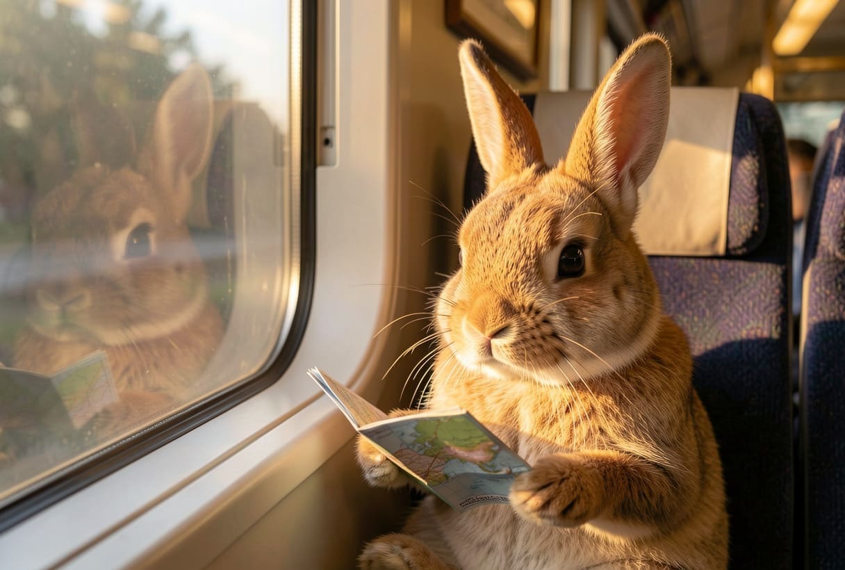 Rabbit travelling by ground transport near Calgary as part of professional small mammal relocation