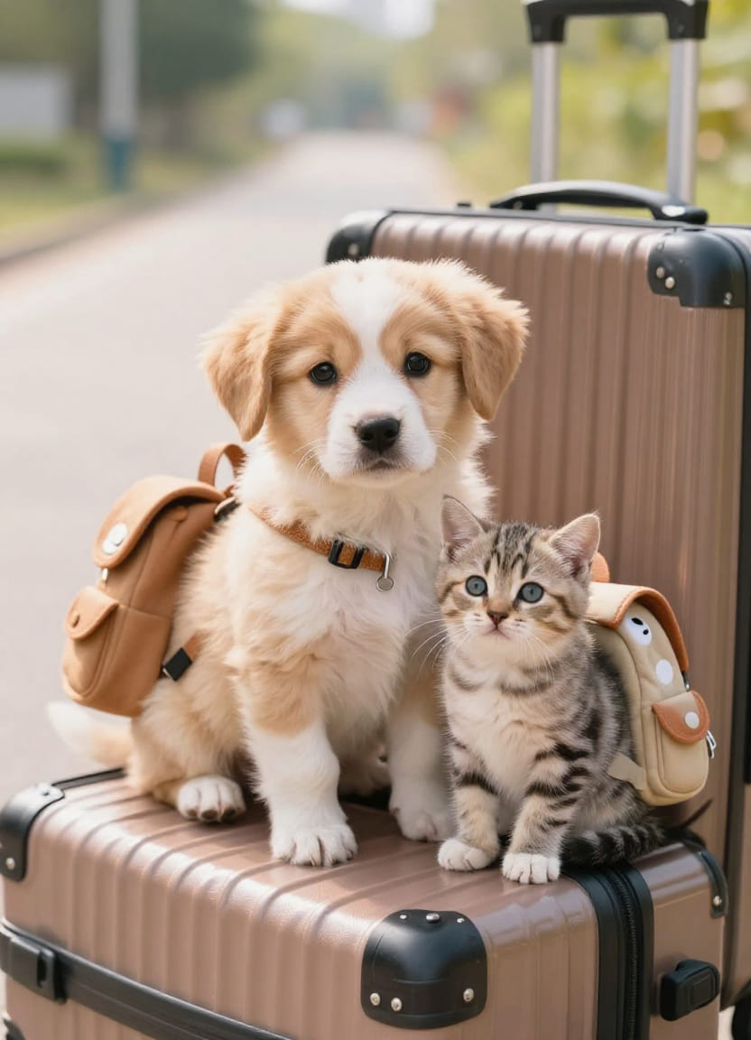 Dog and cat prepared for pet transportation services in London, Ontario