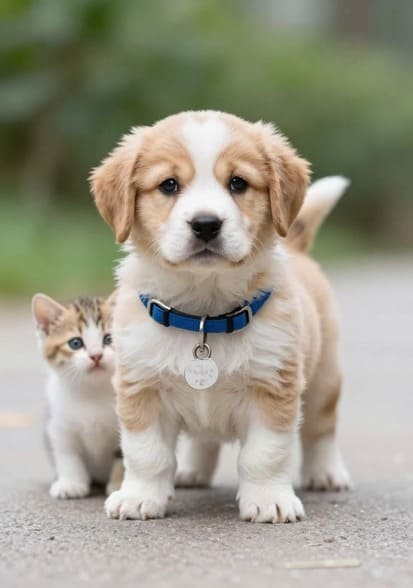 Young dog and cat ready for a coordinated pet relocation from Vancouver, British Columbia