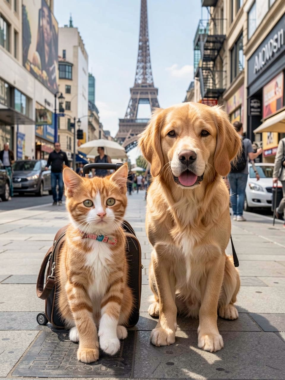 Dog and cat travelling together during international pet relocation to Europe