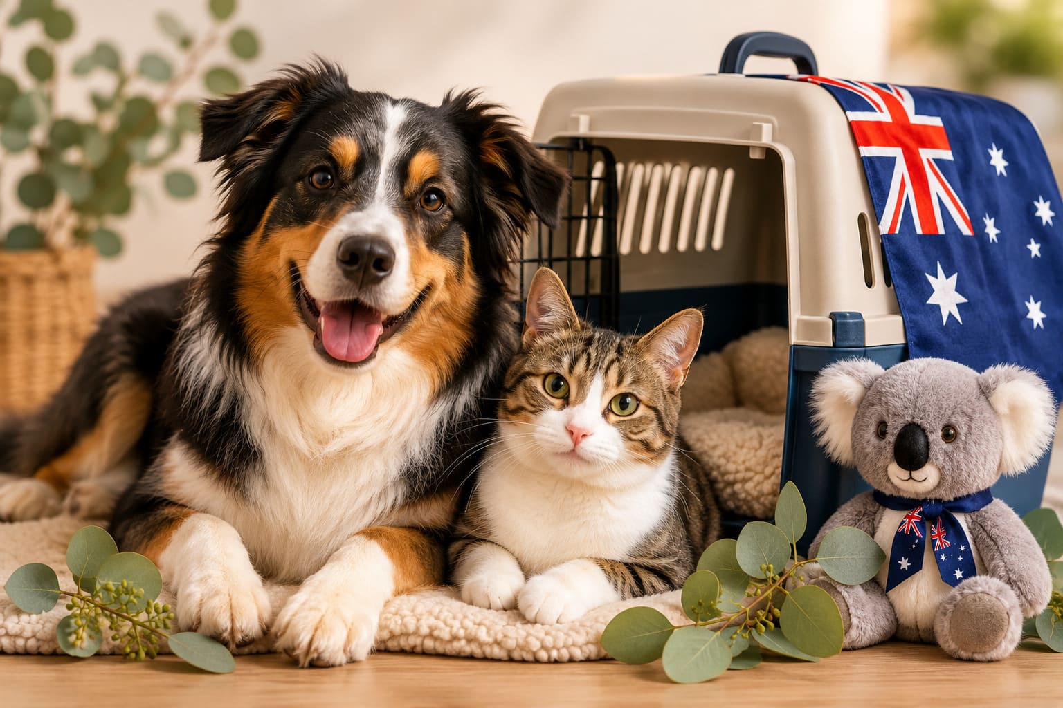 Dog and cat ready for pet relocation from Canada to Australia