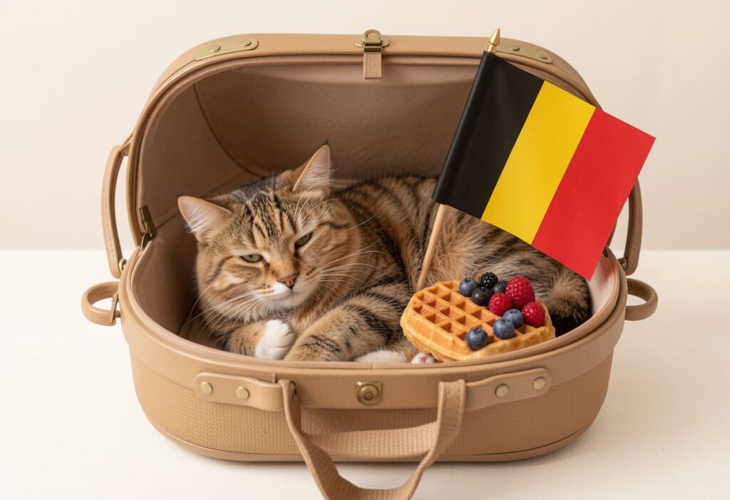 Cat ready for a Canada to Belgium pet move