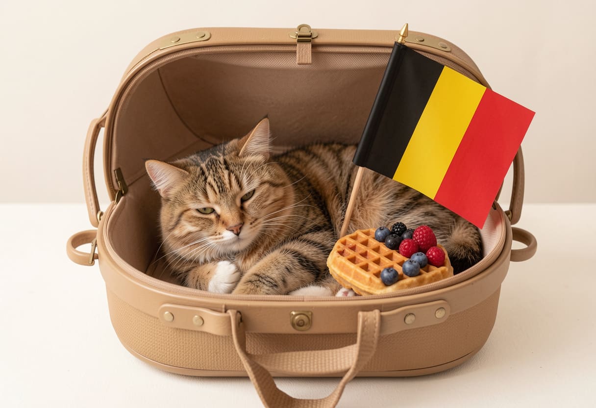 Cat ready for a Canada to Belgium pet move