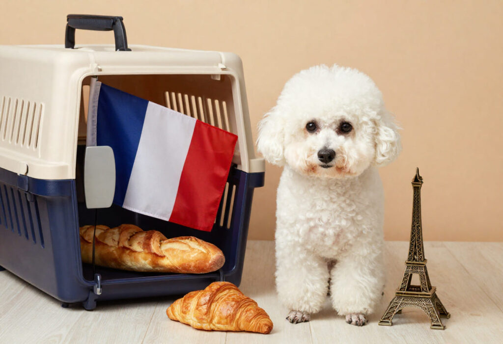 Poodle ready for pet relocation from Canada to France