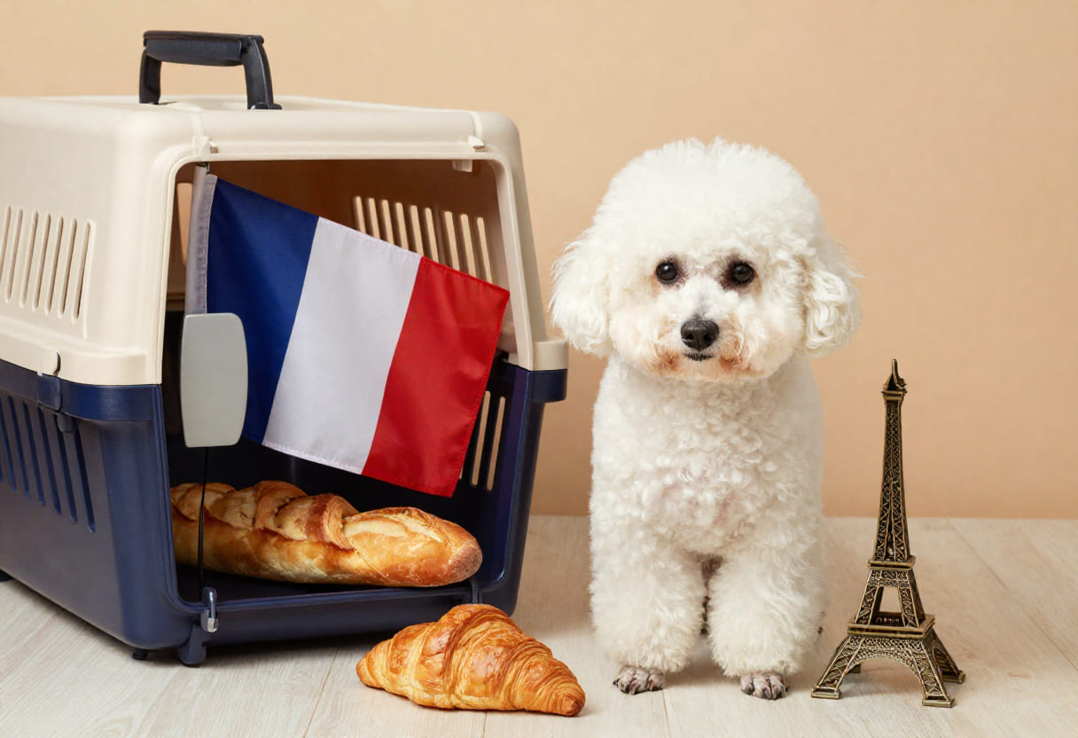 Poodle ready for pet relocation from Canada to France