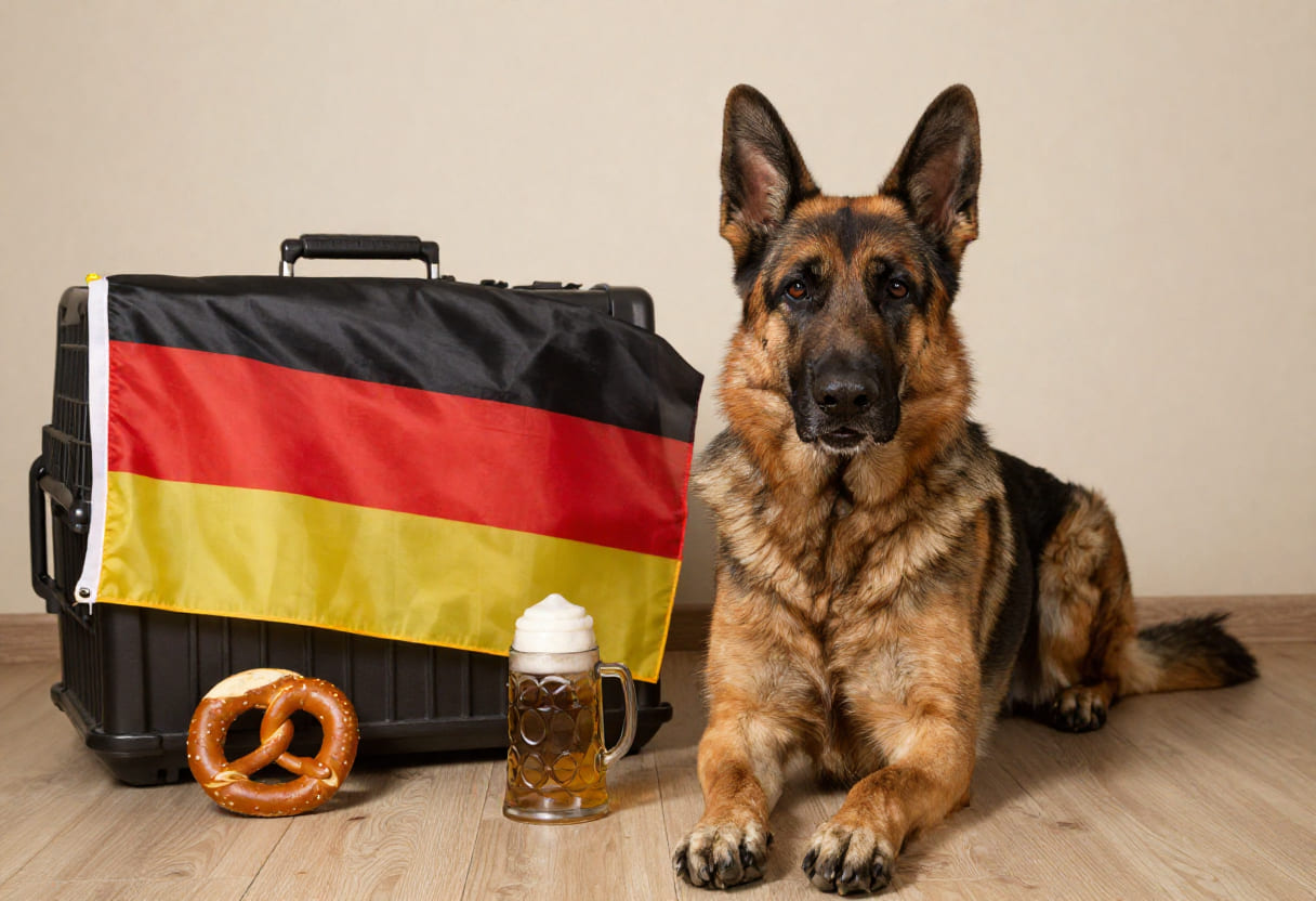 German shepherd ready for pet relocation from Canada to Germany
