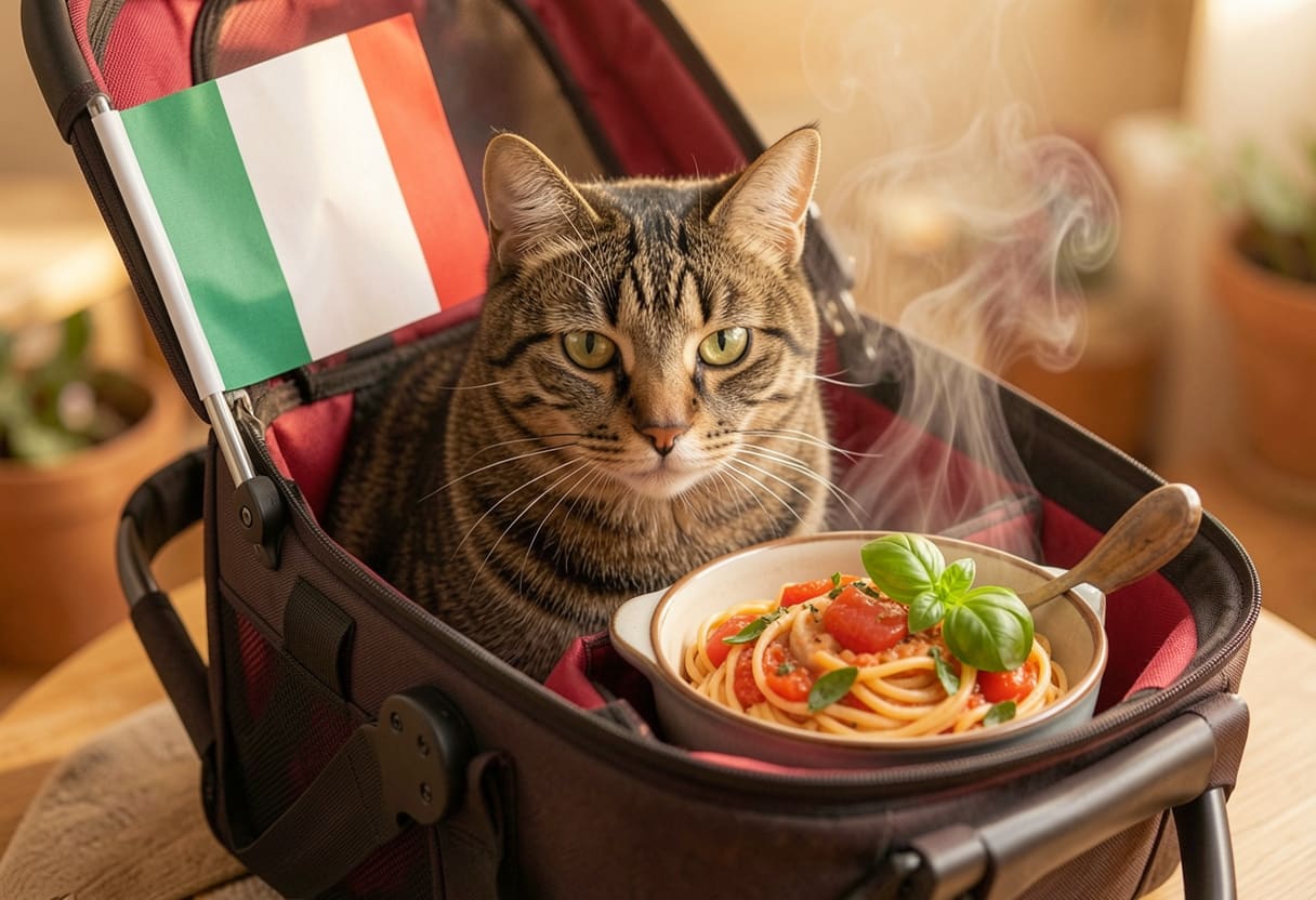 Cat ready for a Canada to Italy pet move