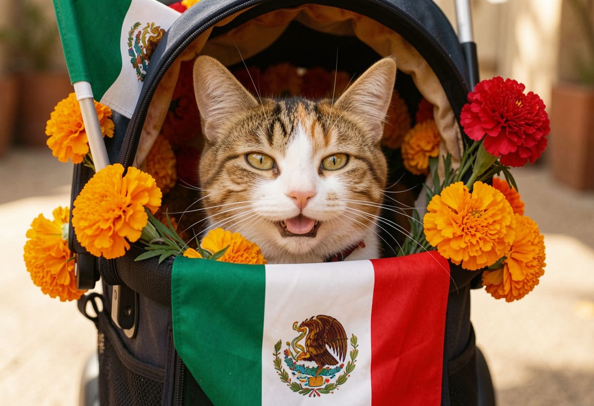Cat ready for a Canada to Mexico pet move