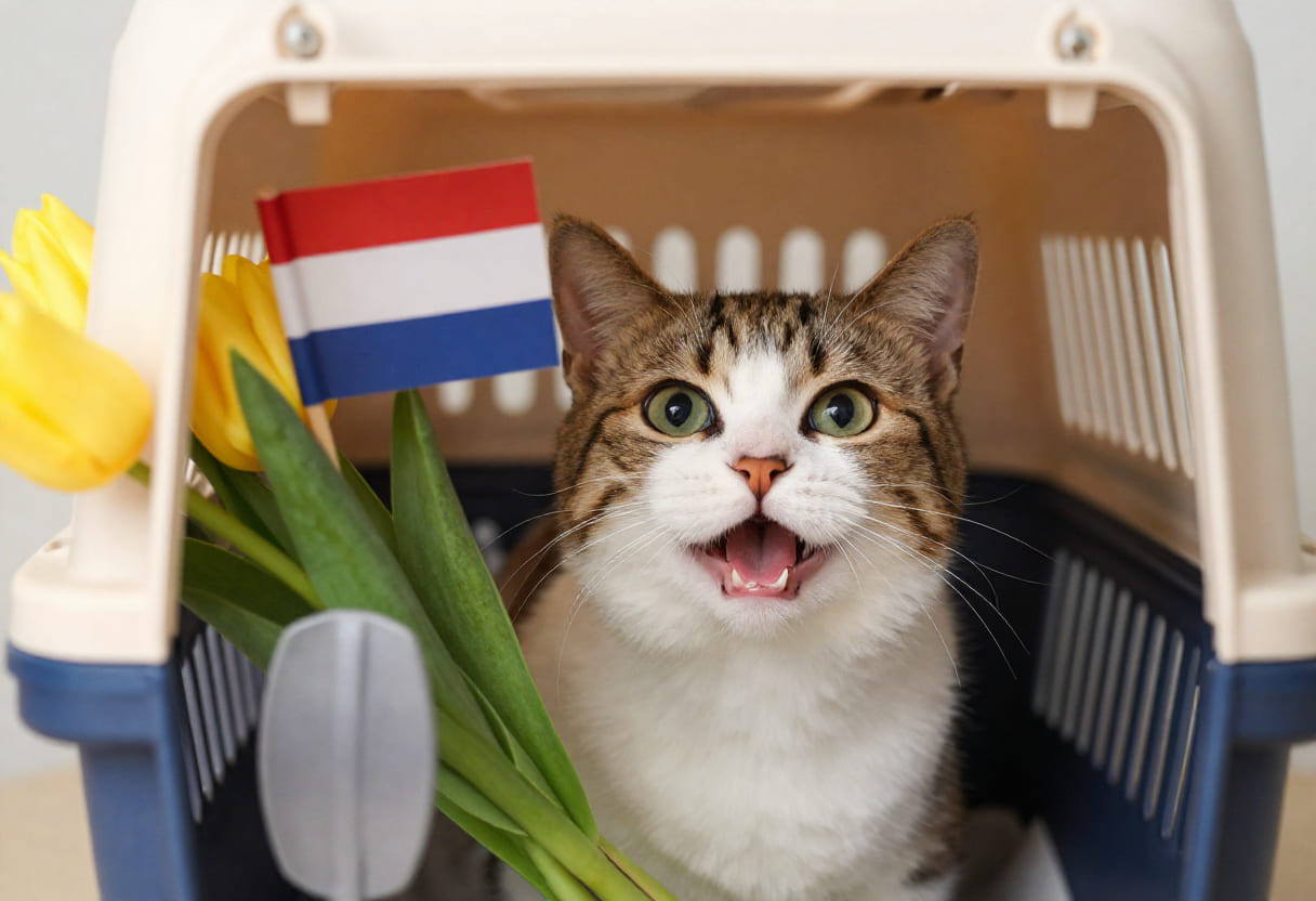 Cat ready for a Canada to Netherlands pet move