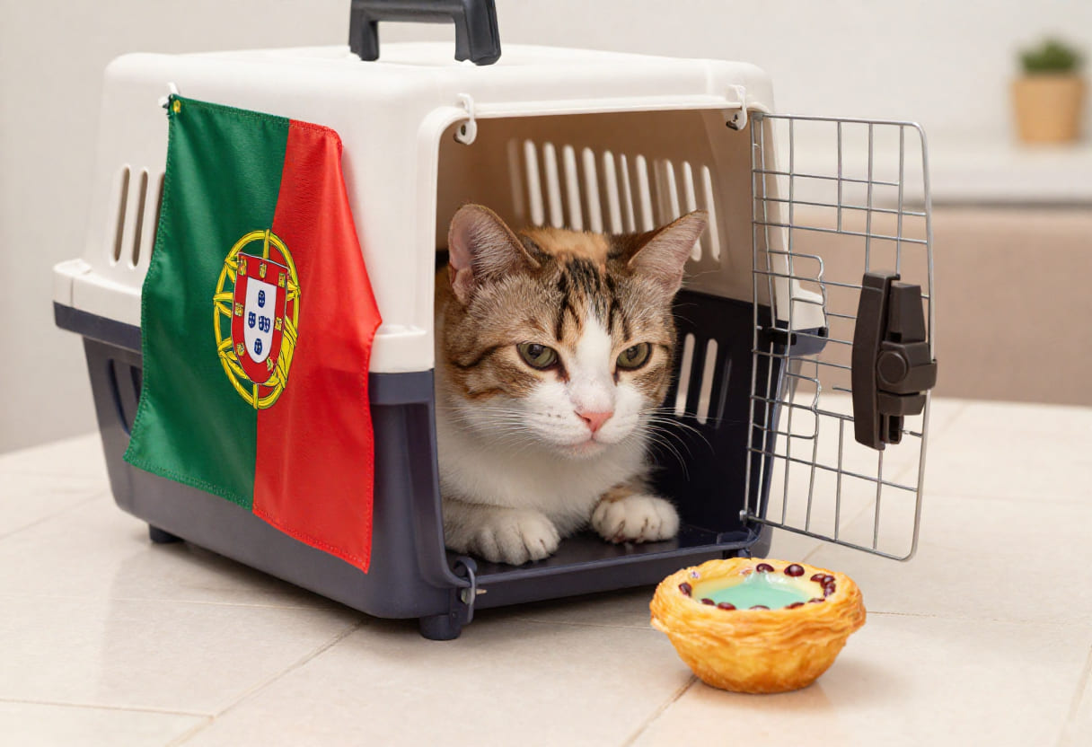 Cat ready for a Canada to Portugal pet move