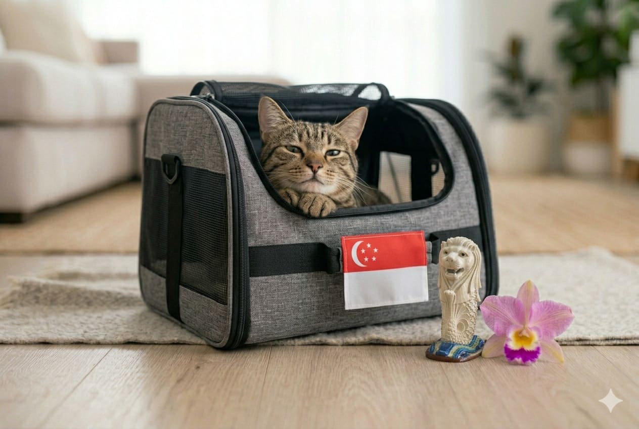 Cat ready for a Canada to Singapore pet move