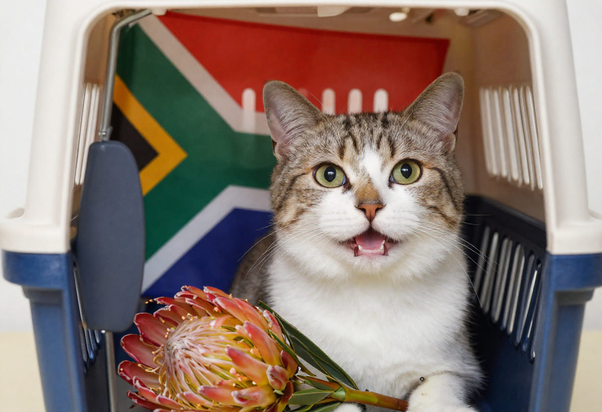 Cat ready for a Canada to South Africa pet move