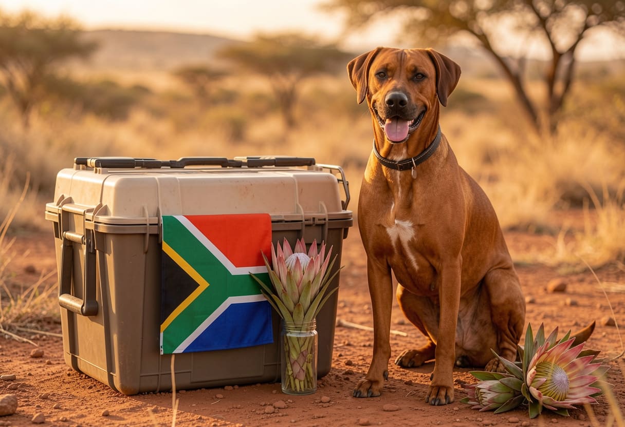 Rhodesian ridgeback ready for pet relocation from Canada to South Africa