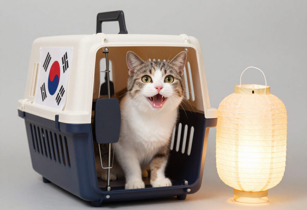 Cat ready for a Canada to South Korea pet move
