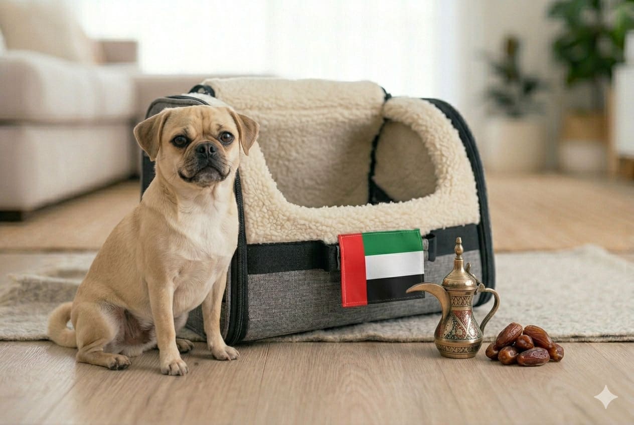Dog ready for pet relocation from Canada to the United Arab Emirates