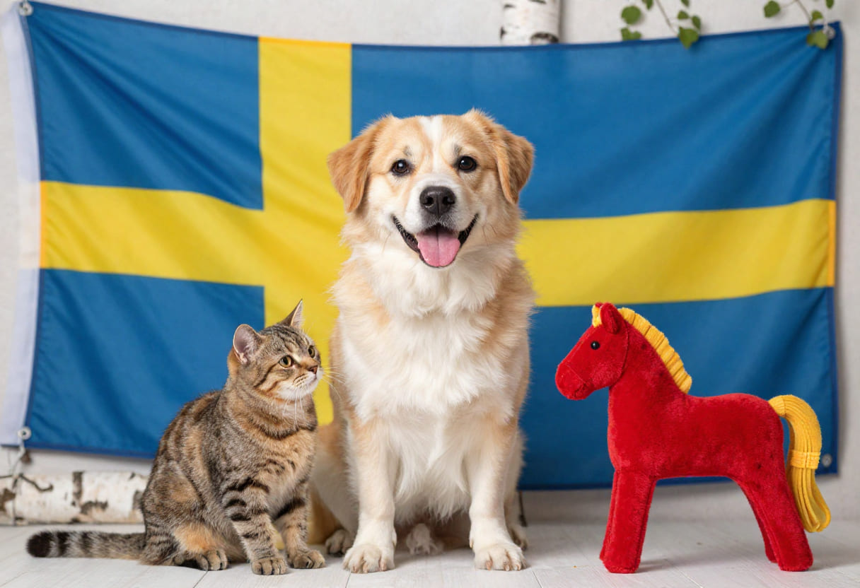 Dog and cat with Sweden items for pet shipping from Canada to Sweden