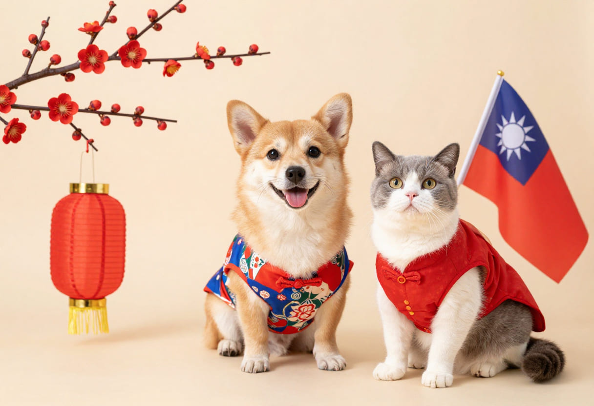 Dog and cat with Taiwan items for pet shipping from Canada to Taiwan