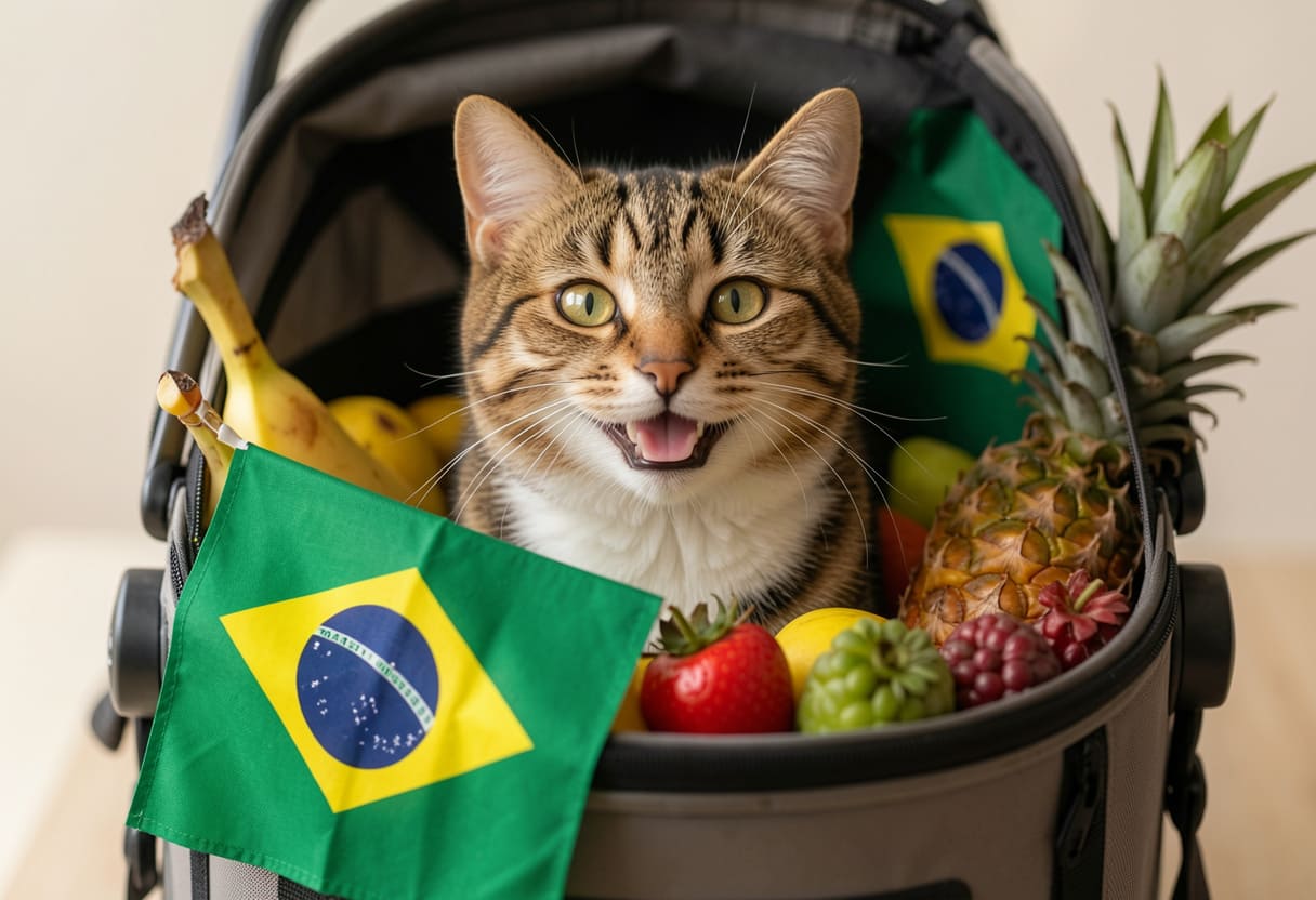 Cat ready for a Canada to Brazil pet move