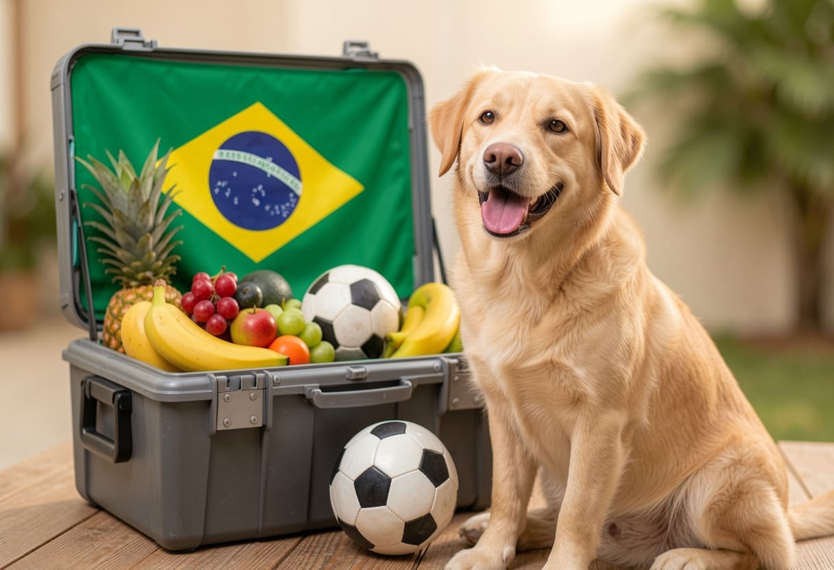 Dog ready for pet relocation from Canada to Brazil
