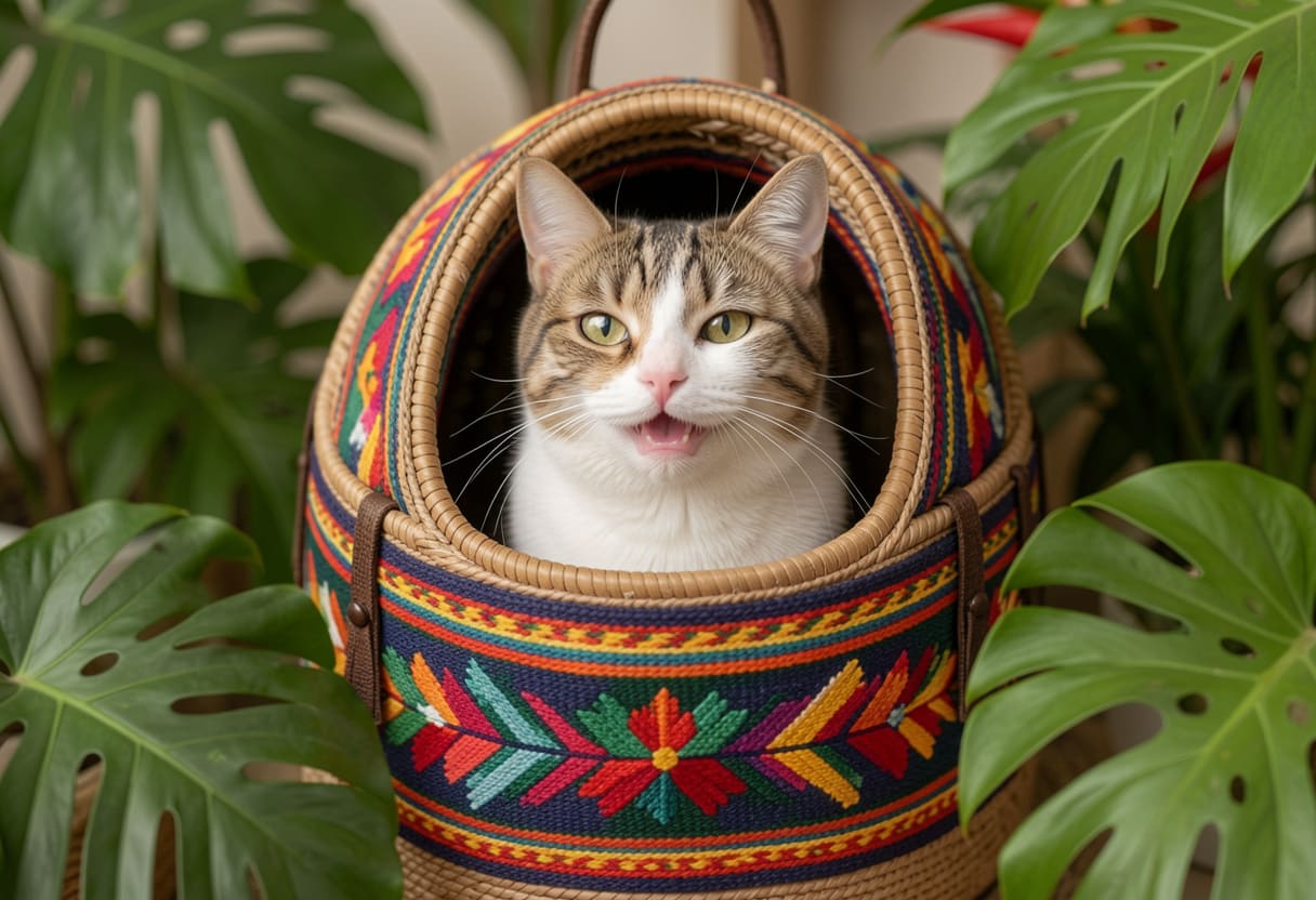 Cat ready for a Canada to Colombia pet move