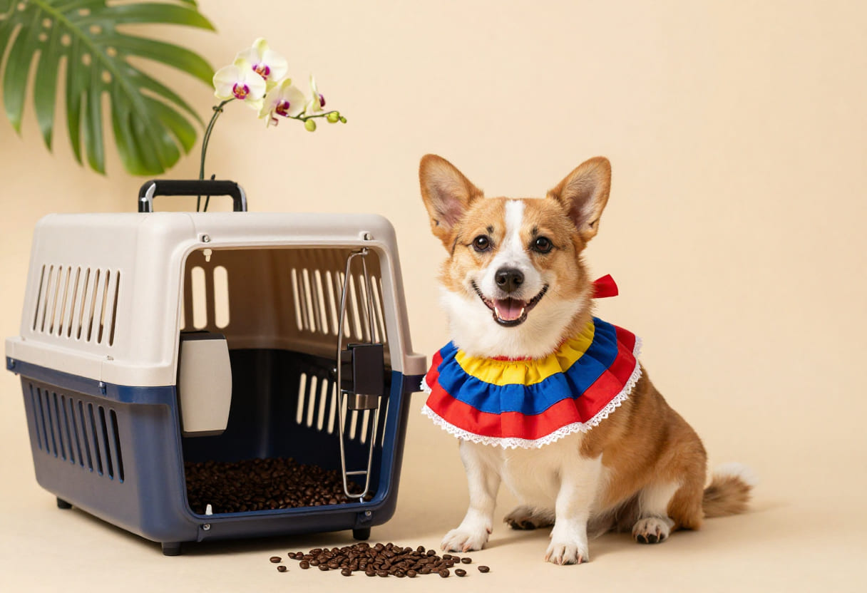 Dog ready for pet relocation from Canada to Colombia