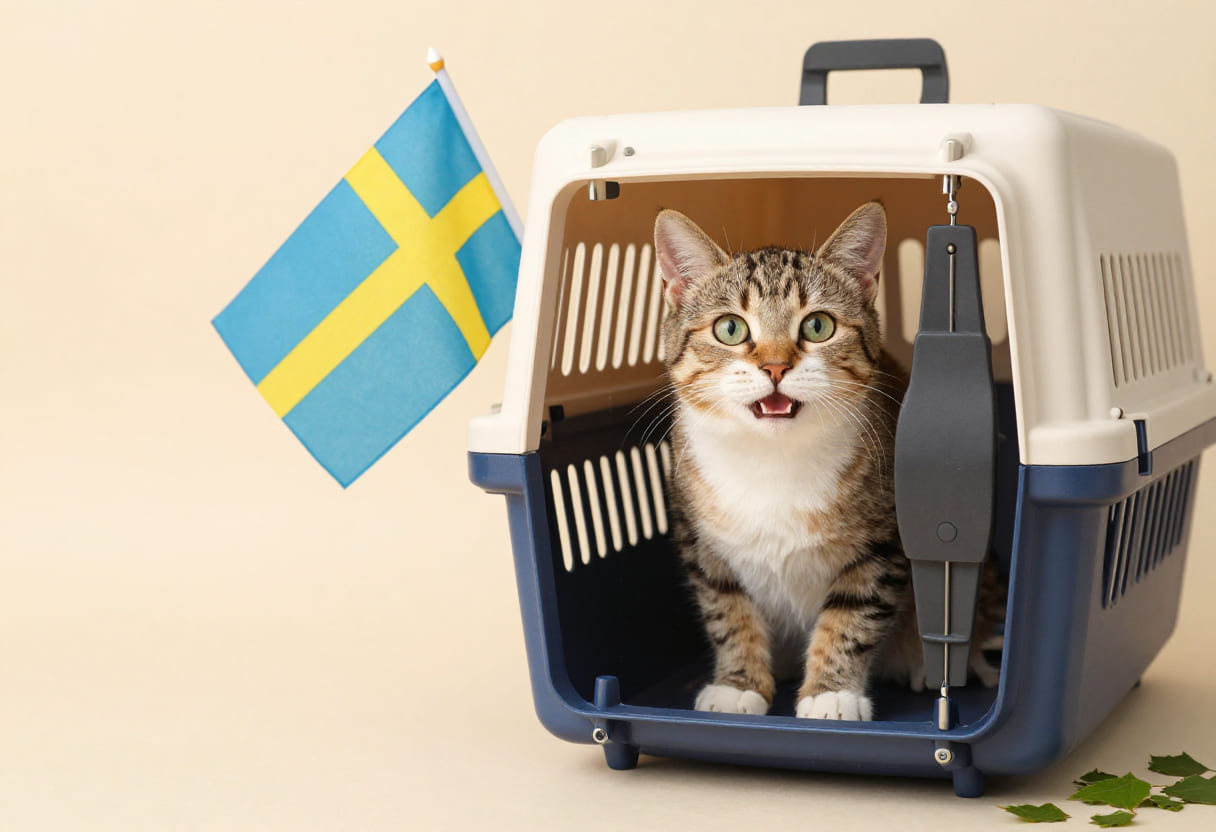 Cat ready for a Canada to Sweden pet move