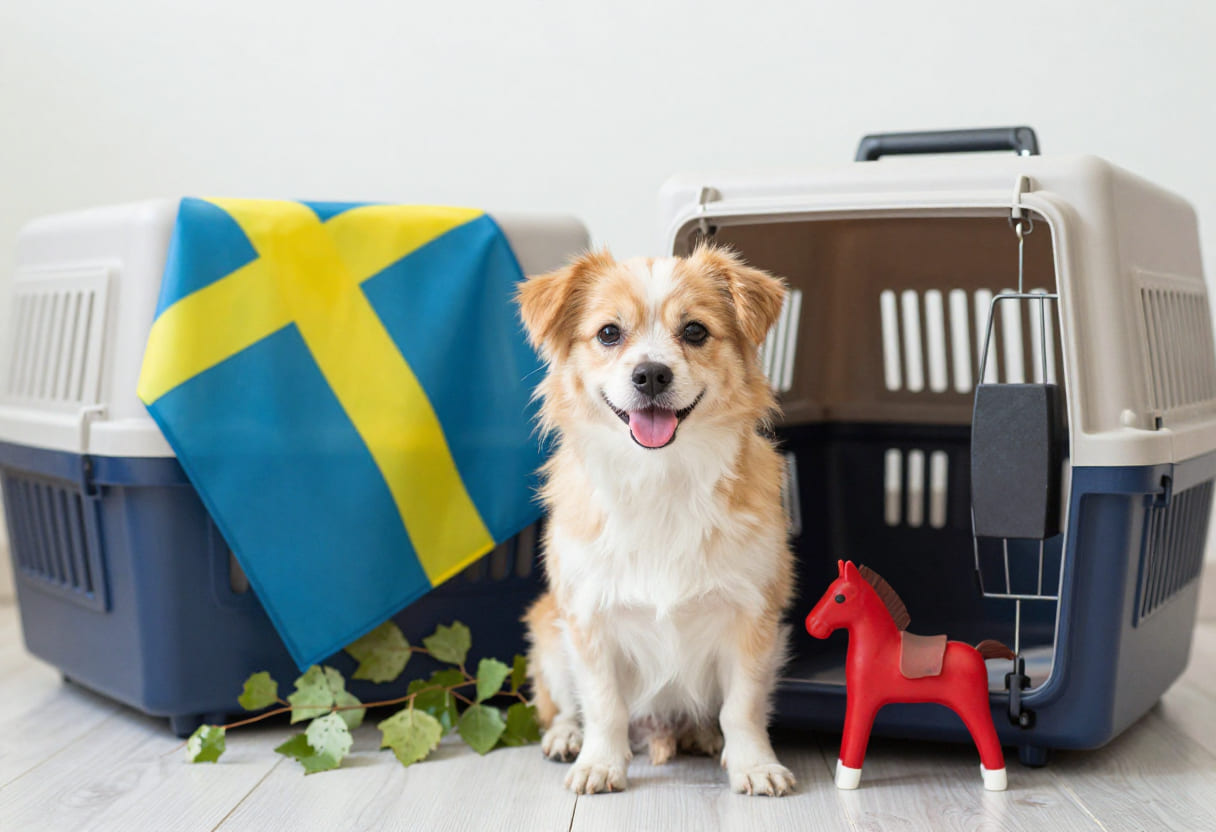 Dog ready for pet relocation from Canada to Sweden