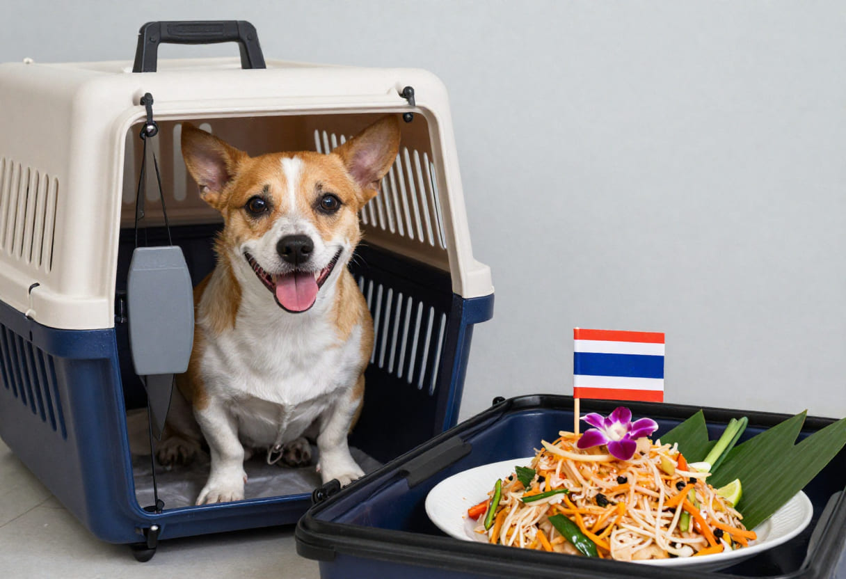 Dog ready for international travel from Canada to Thailand