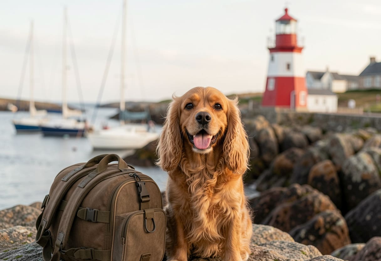 Dog and handler ready for pet transport in Atlantic Canada